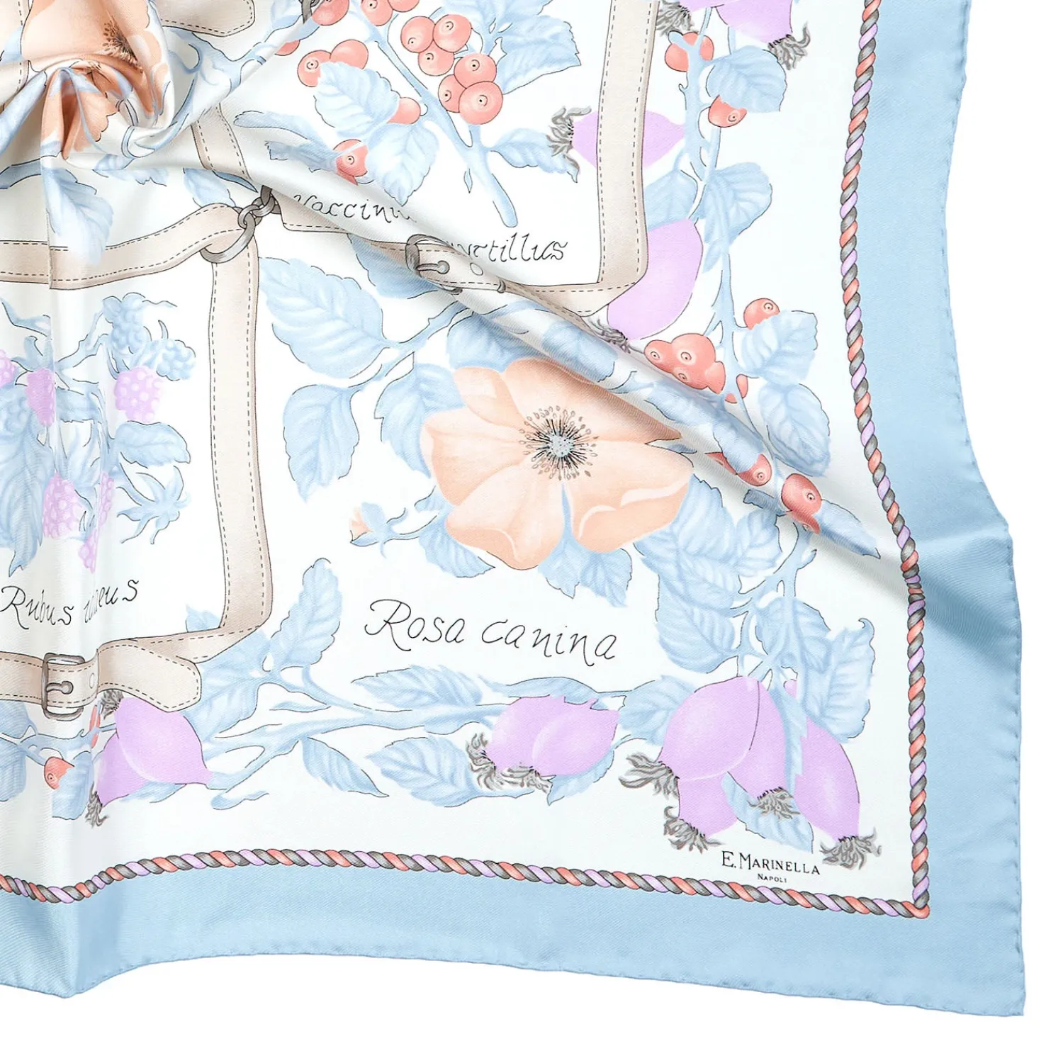 E.Marinella FOULARD|FOULARD IN SETA 90 AZZURRO La rosa canina