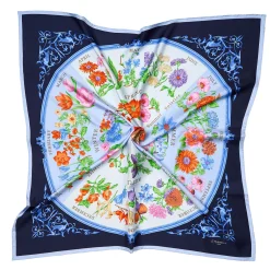 E.Marinella FOULARD|FOULARD IN SETA 90 AZZURRO La ruota delle stagioni