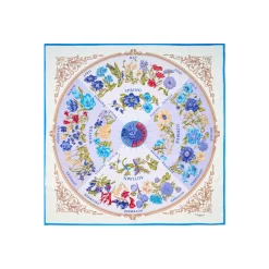 E.Marinella FOULARD|FOULARD IN SETA 90 AZZURRO La ruota delle stagioni