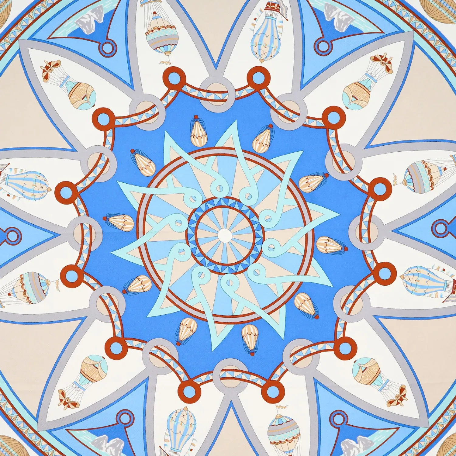 E.Marinella FOULARD|FOULARD IN SETA 90 AZZURRO Le mongolfiere