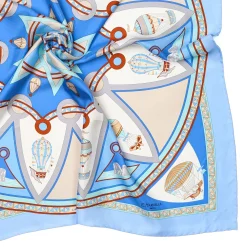 E.Marinella FOULARD|FOULARD IN SETA 90 AZZURRO Le mongolfiere