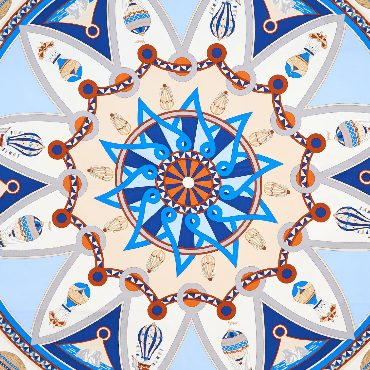 E.Marinella FOULARD|FOULARD IN SETA 90 AZZURRO POLVERE Le mongolfiere