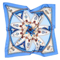 E.Marinella FOULARD|FOULARD IN SETA 90 AZZURRO POLVERE Le mongolfiere