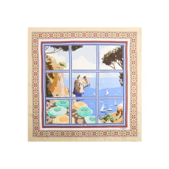 E.Marinella FOULARD|FOULARD IN SETA 90 BEIGE I faraglioni di capri