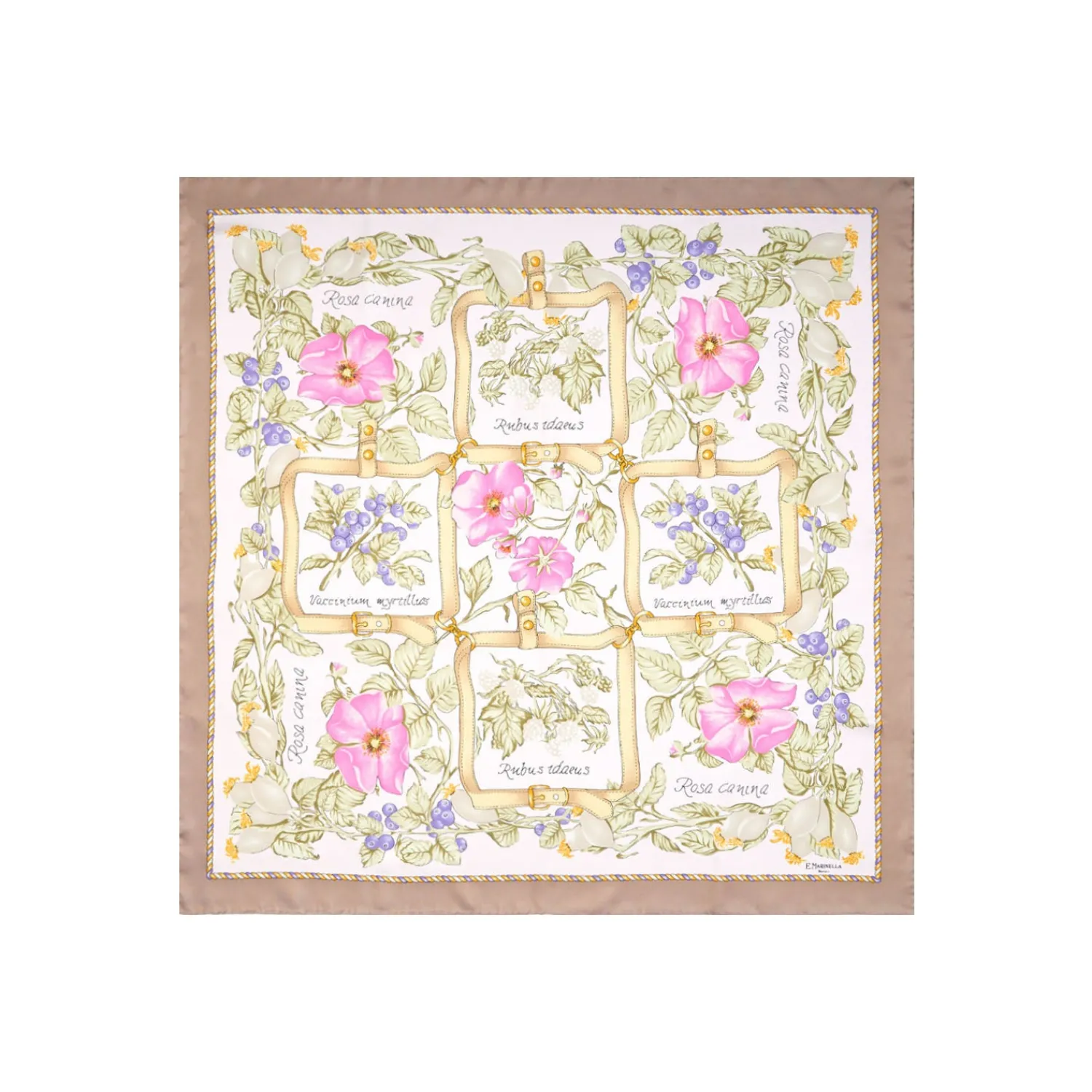 E.Marinella FOULARD|FOULARD IN SETA 90 BEIGE La rosa canina