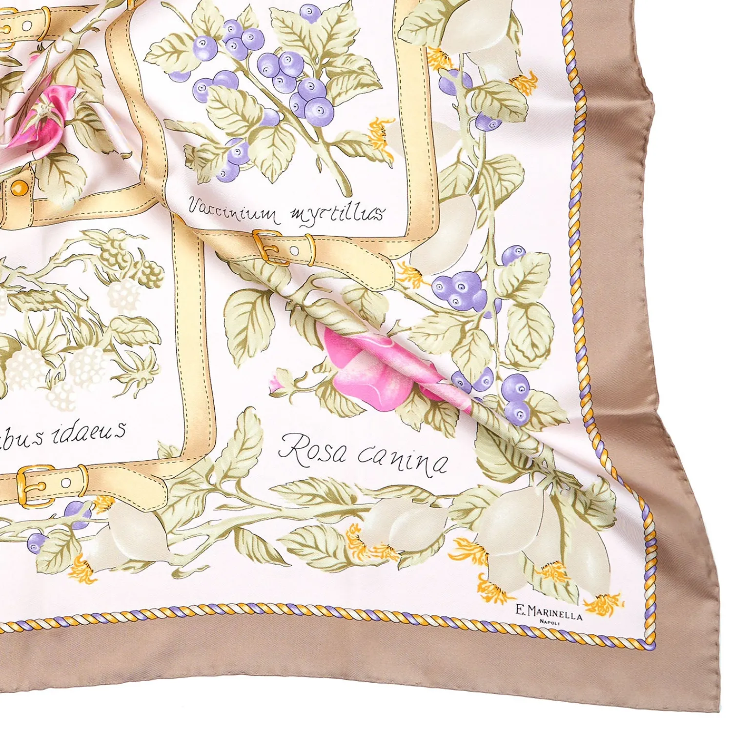 E.Marinella FOULARD|FOULARD IN SETA 90 BEIGE La rosa canina
