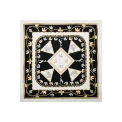 E.Marinella FOULARD|FOULARD IN SETA 90 BIANCO Elefanti portafortuna