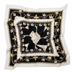 E.Marinella FOULARD|FOULARD IN SETA 90 BIANCO Elefanti portafortuna