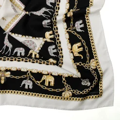 E.Marinella FOULARD|FOULARD IN SETA 90 BIANCO Elefanti portafortuna