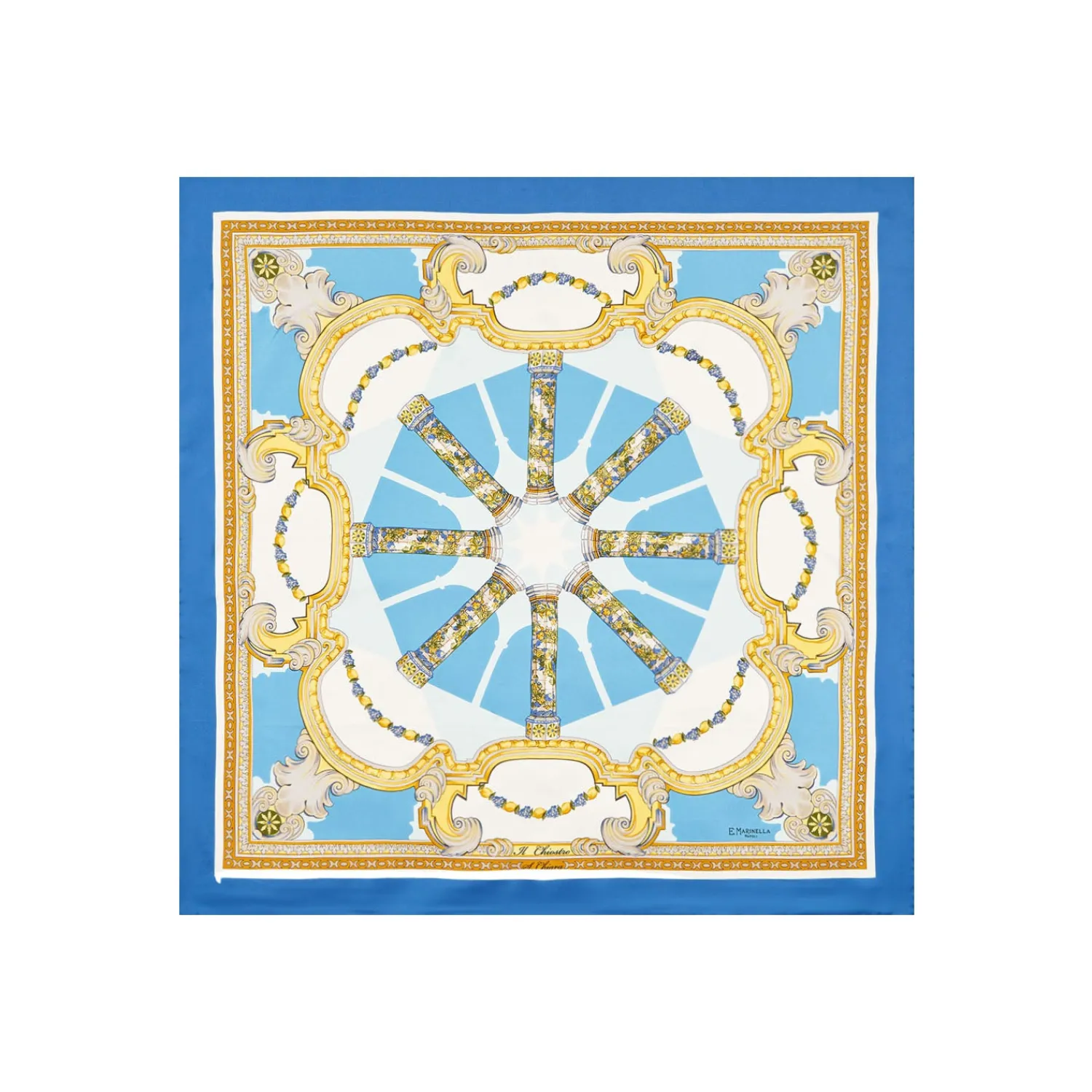 E.Marinella FOULARD|FOULARD IN SETA 90 BLU Chiostro di santa chiara