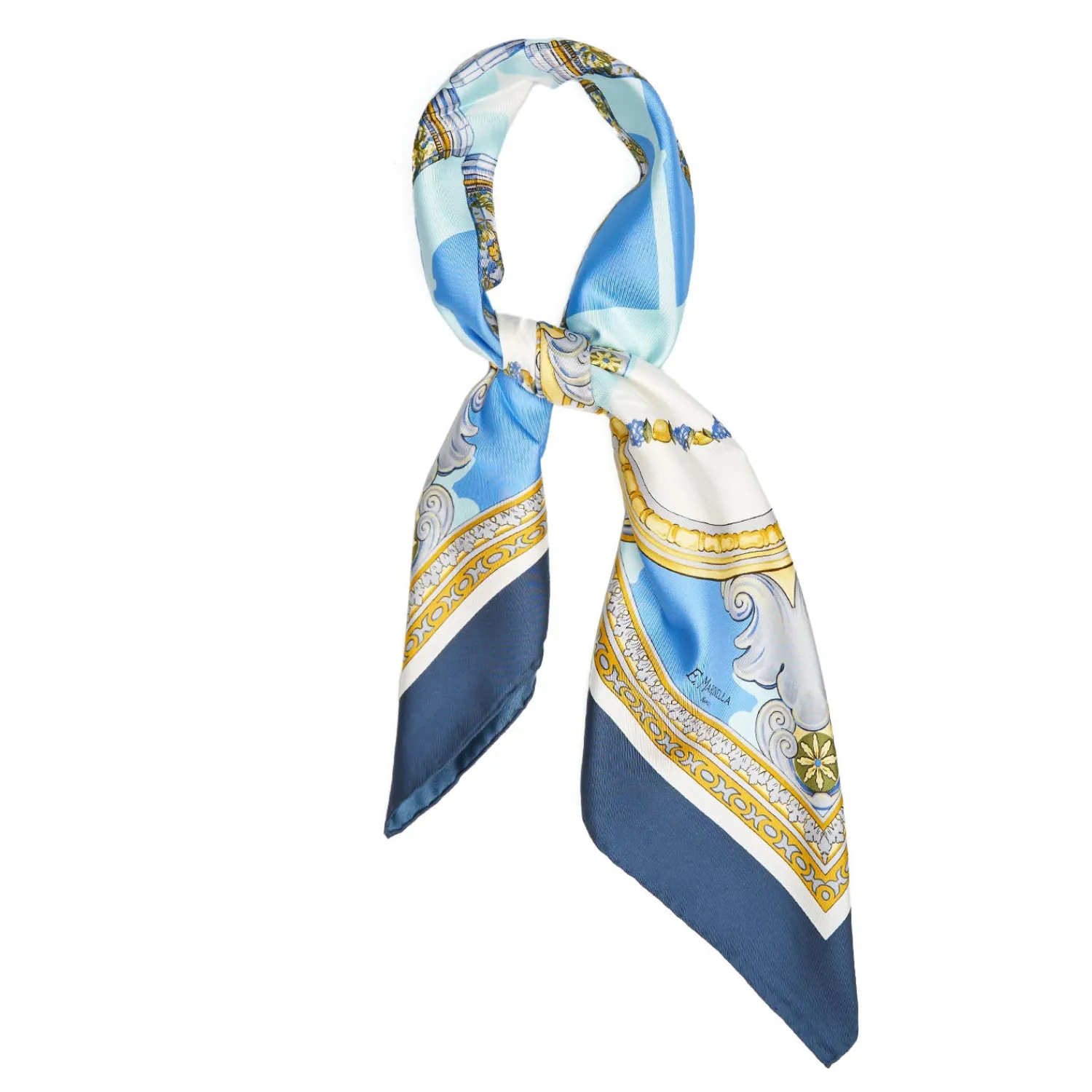 E.Marinella FOULARD|FOULARD IN SETA 90 BLU Chiostro di santa chiara