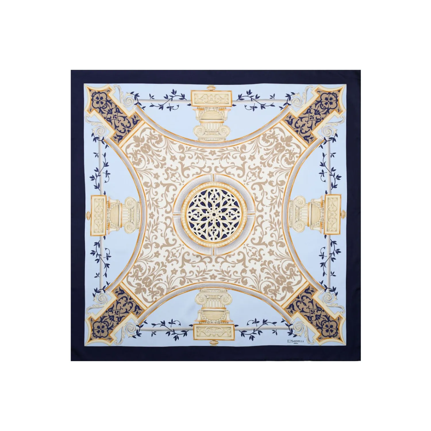 E.Marinella FOULARD|FOULARD IN SETA 90 BLU Divinita’