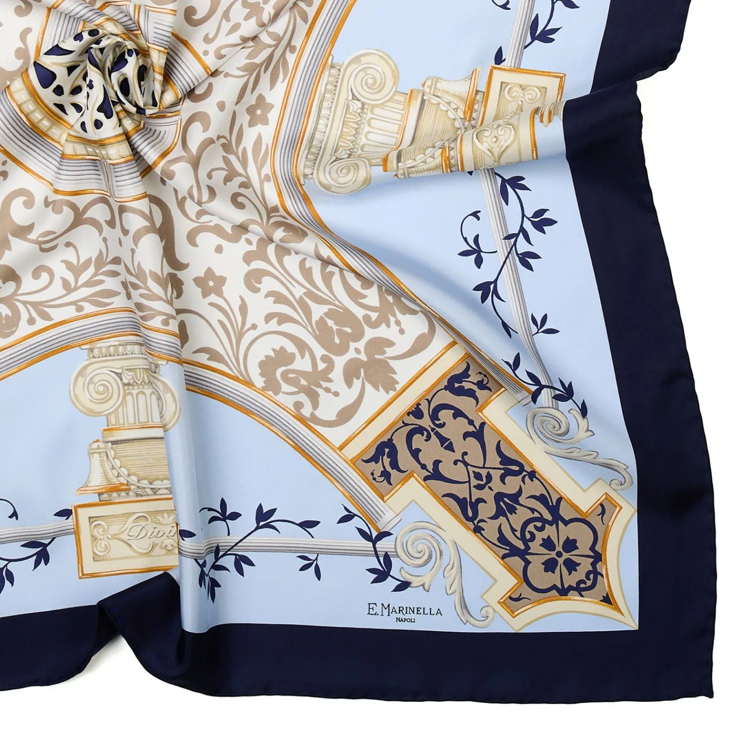 E.Marinella FOULARD|FOULARD IN SETA 90 BLU Divinita’