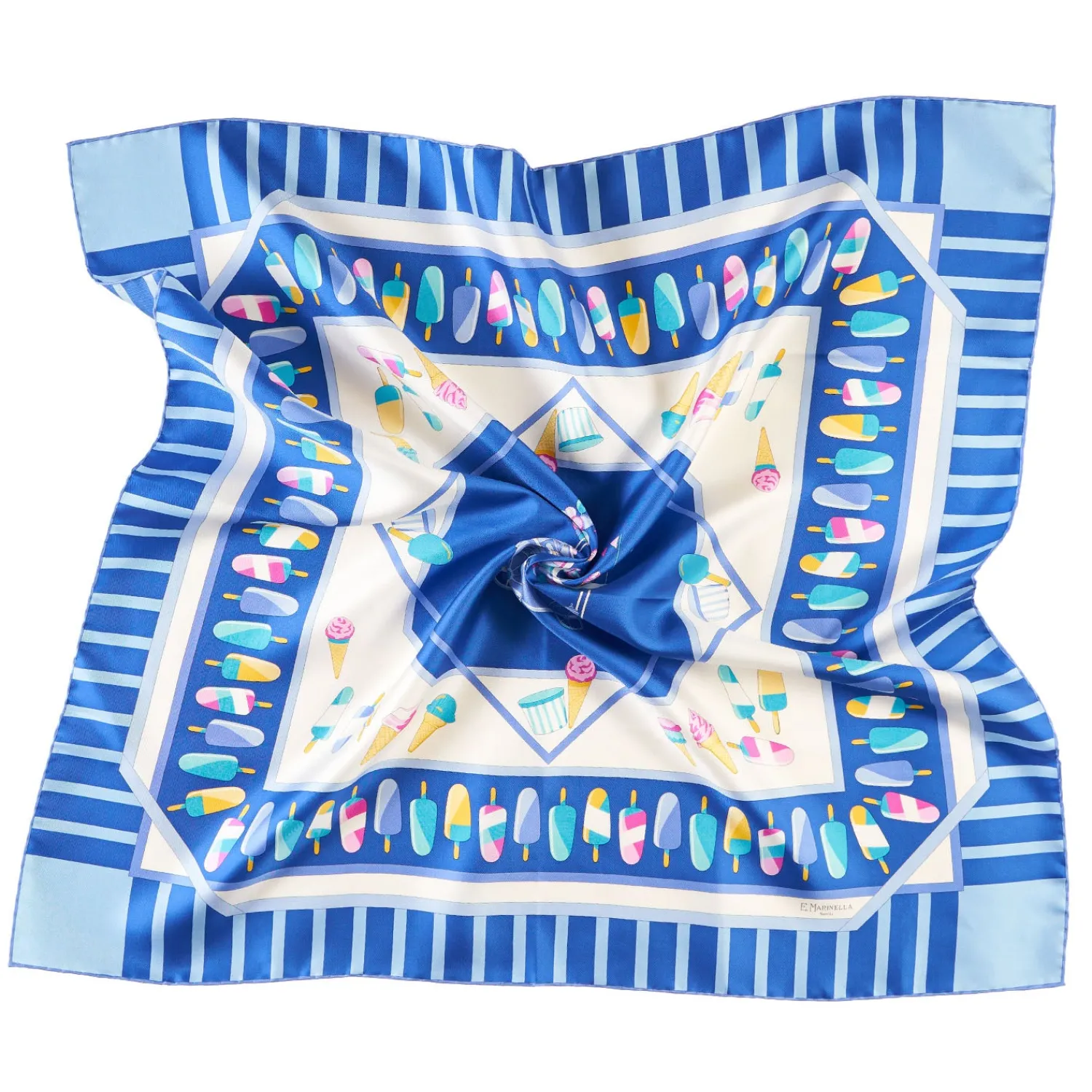 E.Marinella FOULARD|FOULARD IN SETA 90 BLU La gelateria