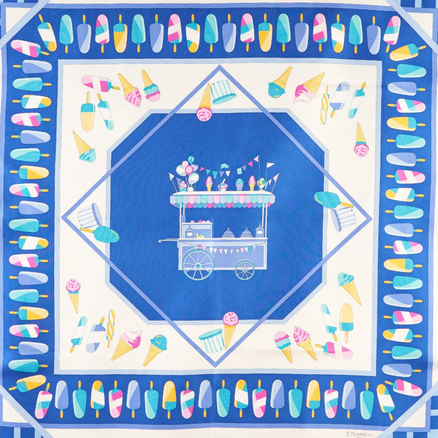 E.Marinella FOULARD|FOULARD IN SETA 90 BLU La gelateria