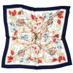 E.Marinella FOULARD|FOULARD IN SETA 90 BLU La rosa canina