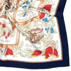 E.Marinella FOULARD|FOULARD IN SETA 90 BLU La rosa canina