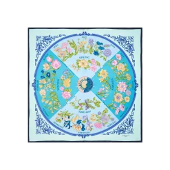 E.Marinella FOULARD|FOULARD IN SETA 90 BLU La ruota delle stagioni