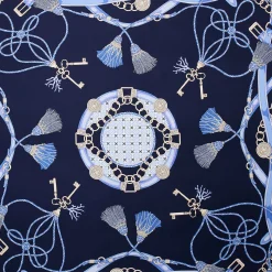 E.Marinella FOULARD|FOULARD IN SETA 90 BLU Microfantasia, nappine e chiavi