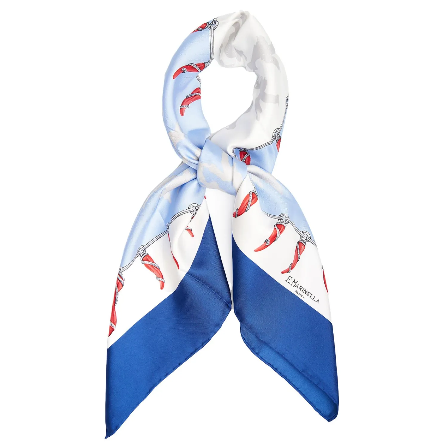 E.Marinella FOULARD|FOULARD IN SETA 90 BLU Pulcinella portafortuna