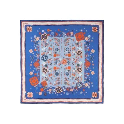E.Marinella FOULARD|FOULARD IN SETA 90 BLU World of archivio flowers 1961