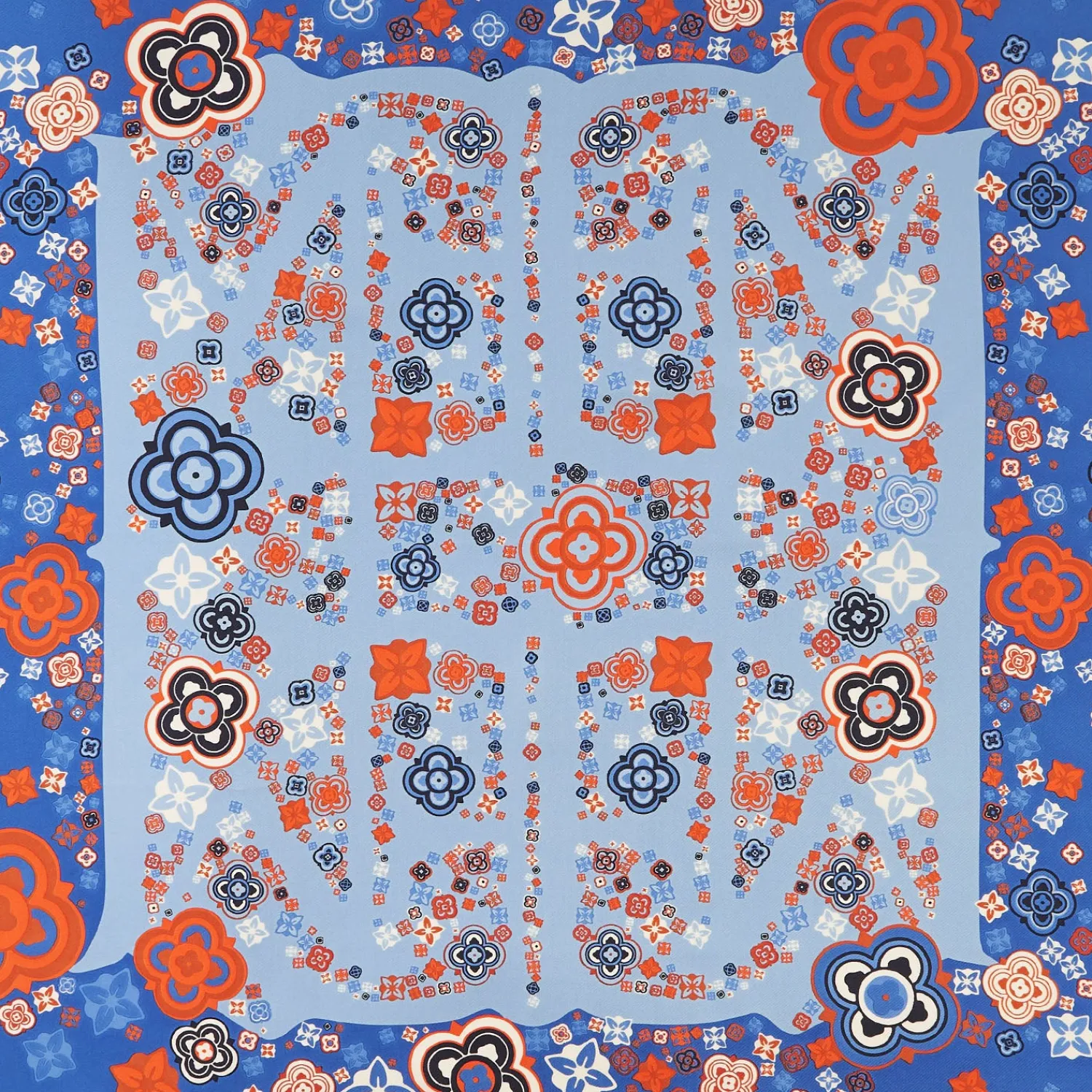 E.Marinella FOULARD|FOULARD IN SETA 90 BLU World of archivio flowers 1961