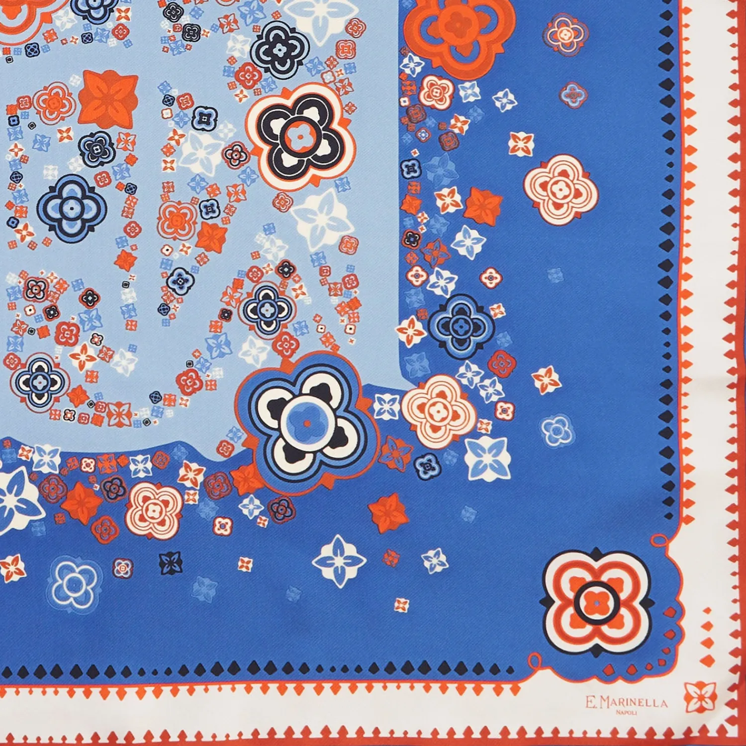 E.Marinella FOULARD|FOULARD IN SETA 90 BLU World of archivio flowers 1961