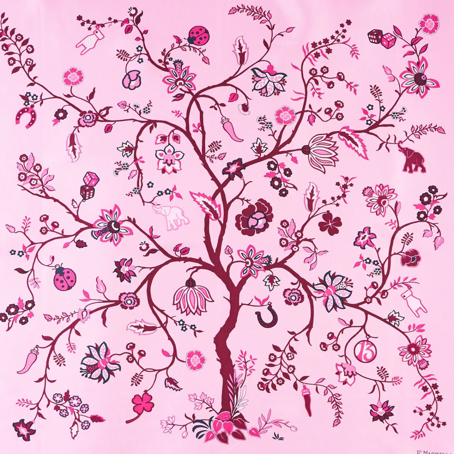 E.Marinella FOULARD|FOULARD IN SETA 90 BORDEAUX L'albero della vita