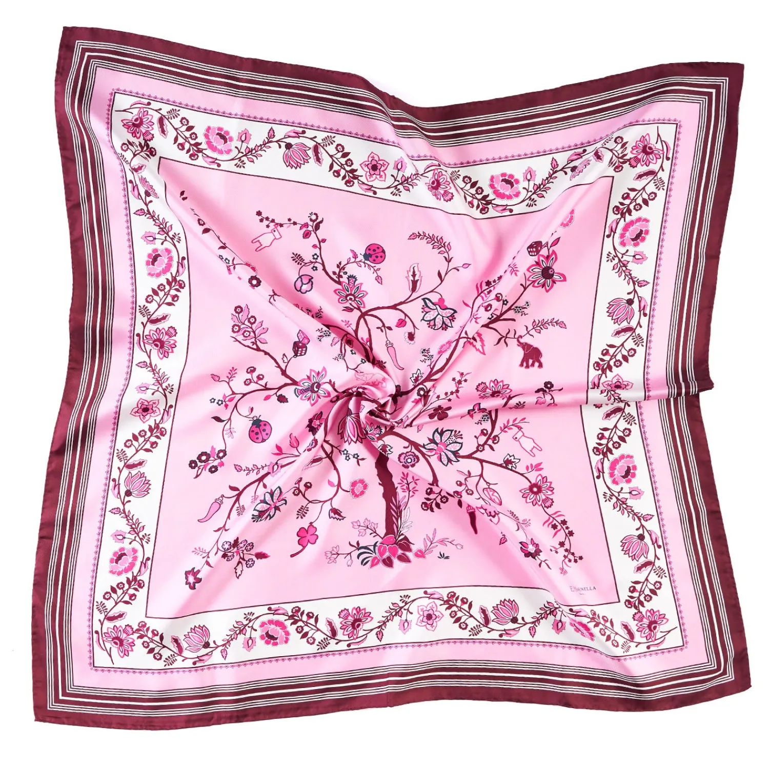 E.Marinella FOULARD|FOULARD IN SETA 90 BORDEAUX L'albero della vita