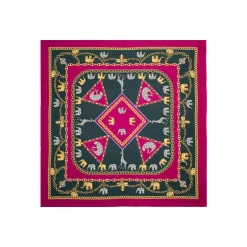 E.Marinella FOULARD|FOULARD IN SETA 90 FUCSIA Elefanti portafortuna