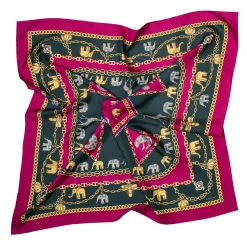 E.Marinella FOULARD|FOULARD IN SETA 90 FUCSIA Elefanti portafortuna