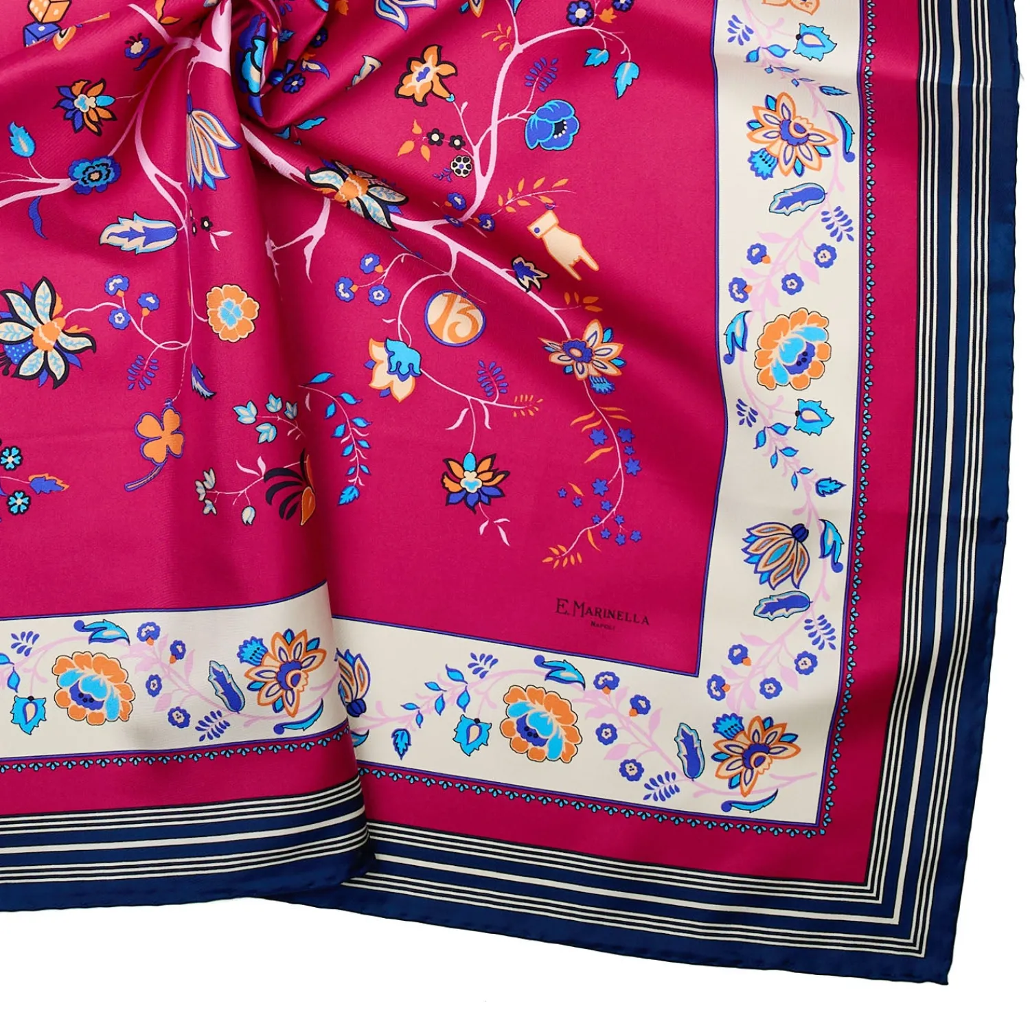E.Marinella FOULARD|FOULARD IN SETA 90 FUCSIA L'albero della vita