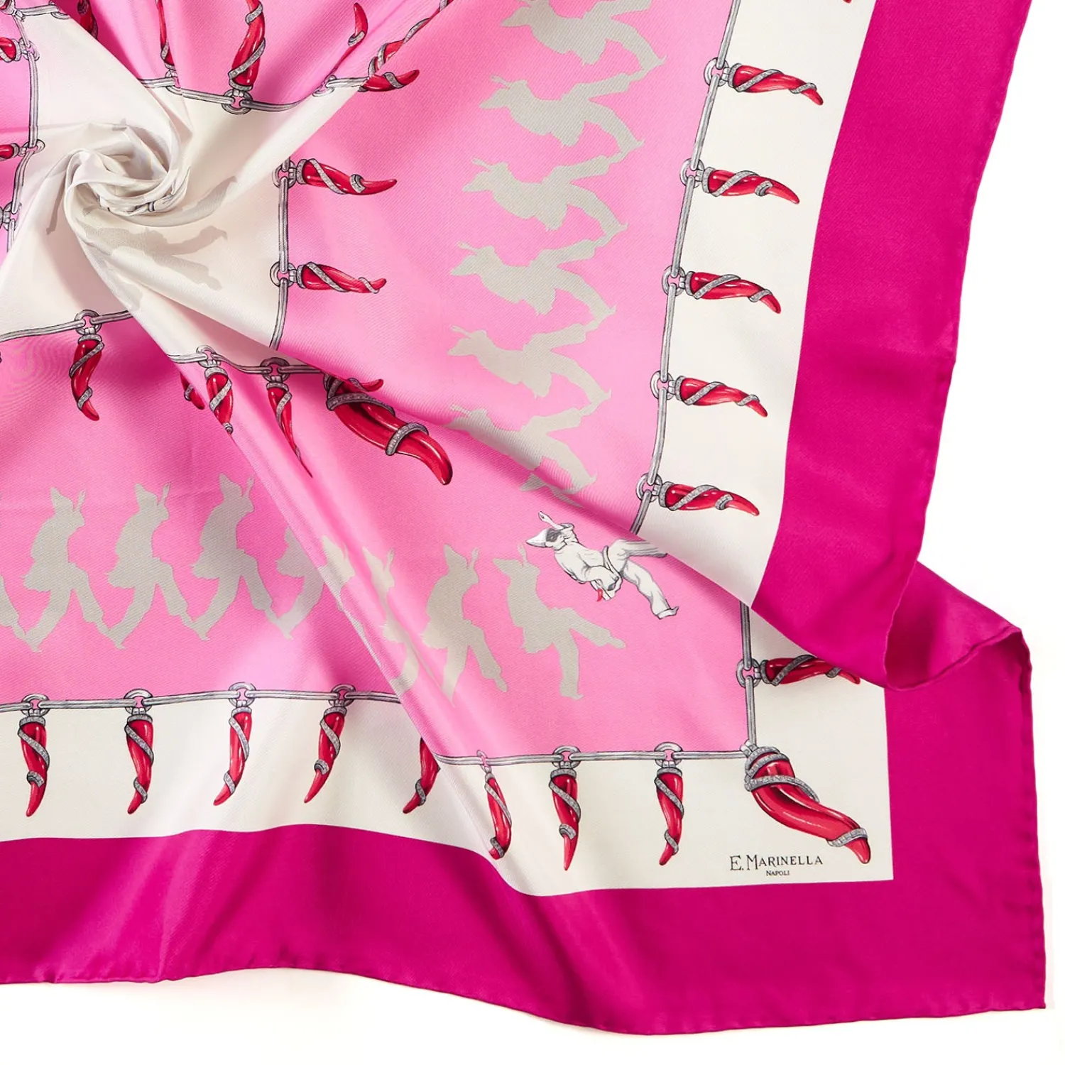 E.Marinella FOULARD|FOULARD IN SETA 90 FUCSIA Pulcinella portafortuna