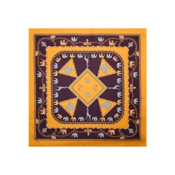 E.Marinella FOULARD|FOULARD IN SETA 90 GIALLO Elefanti portafortuna