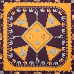 E.Marinella FOULARD|FOULARD IN SETA 90 GIALLO Elefanti portafortuna