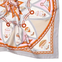 E.Marinella FOULARD|FOULARD IN SETA 90 GRIGIO CHIARO Le mongolfiere
