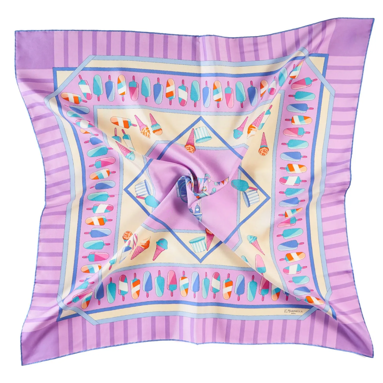 E.Marinella FOULARD|FOULARD IN SETA 90 LILLA La gelateria
