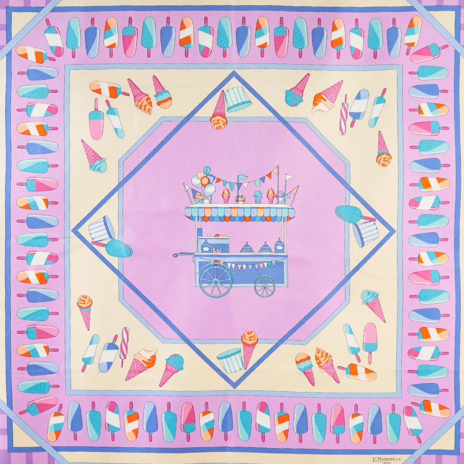 E.Marinella FOULARD|FOULARD IN SETA 90 LILLA La gelateria