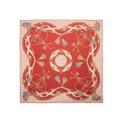 E.Marinella FOULARD|FOULARD IN SETA 90 MARRONE CHIARO Microfantasia, nappine e chiavi