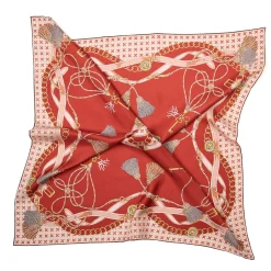 E.Marinella FOULARD|FOULARD IN SETA 90 MARRONE CHIARO Microfantasia, nappine e chiavi