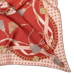 E.Marinella FOULARD|FOULARD IN SETA 90 MARRONE CHIARO Microfantasia, nappine e chiavi