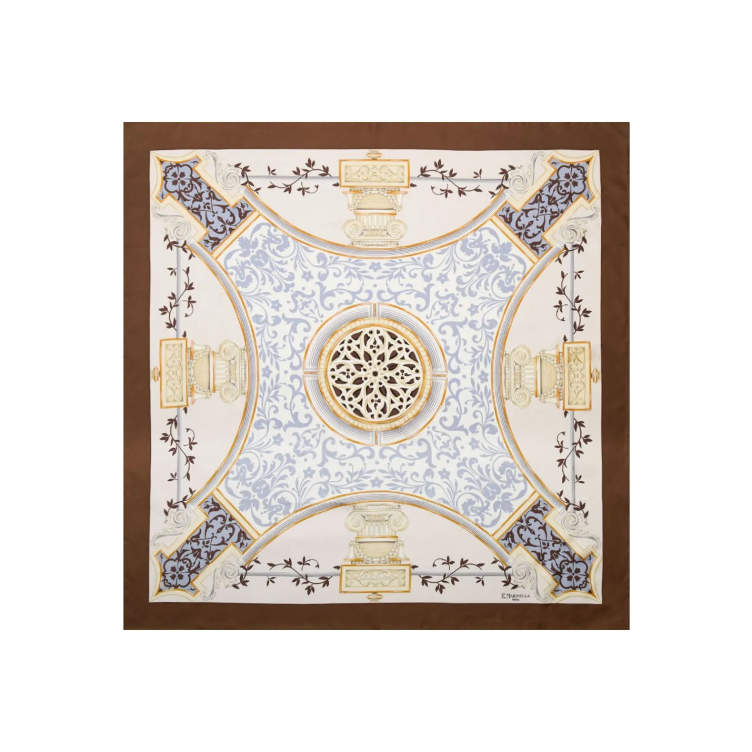 E.Marinella FOULARD|FOULARD IN SETA 90 MARRONE CHIARO Divinita’