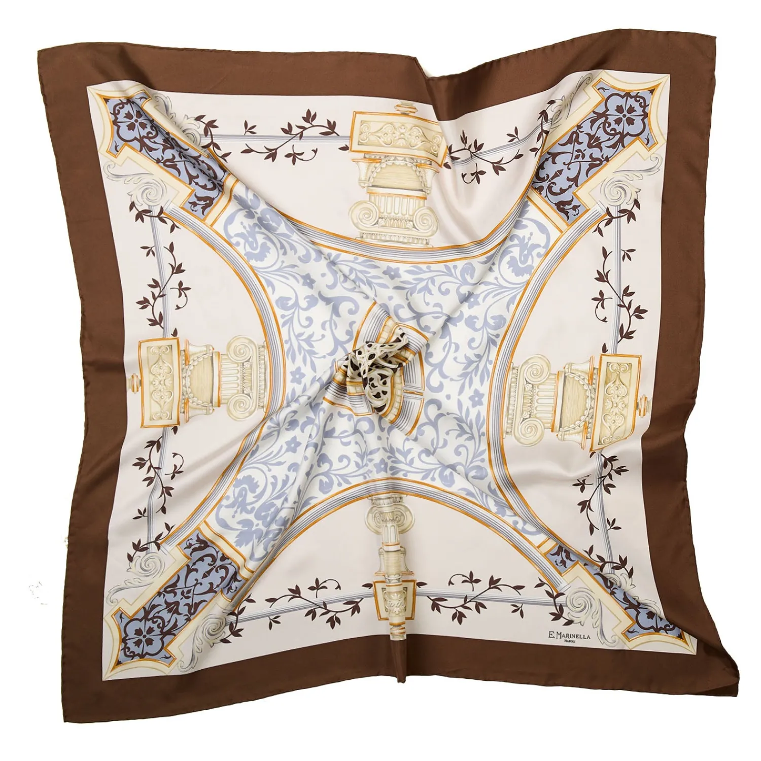 E.Marinella FOULARD|FOULARD IN SETA 90 MARRONE CHIARO Divinita’