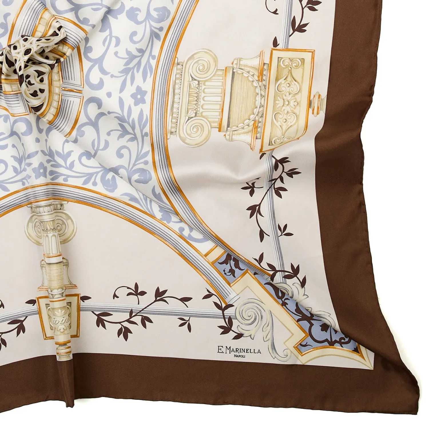 E.Marinella FOULARD|FOULARD IN SETA 90 MARRONE CHIARO Divinita’