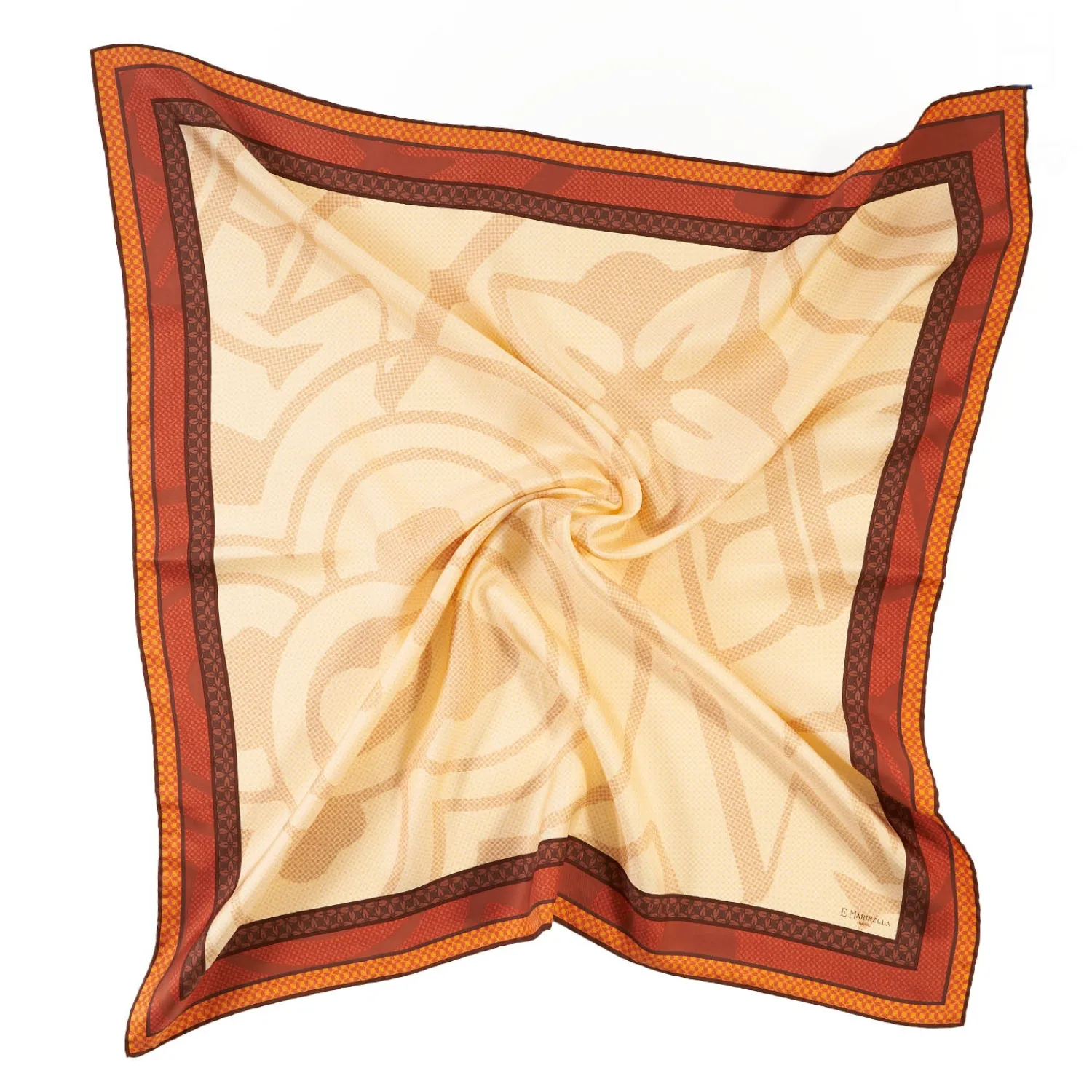 E.Marinella FOULARD|FOULARD IN SETA 90 MARRONE CHIARO Archivio ispiration 1961