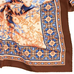 E.Marinella FOULARD|FOULARD IN SETA 90 MARRONE CHIARO Maiolica mediterranea