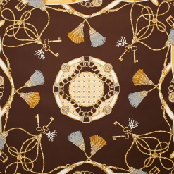 E.Marinella FOULARD|FOULARD IN SETA 90 MARRONE SCURO Microfantasia, nappine e chiavi