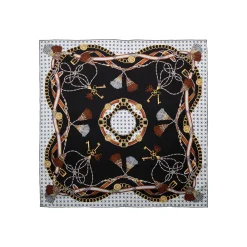 E.Marinella FOULARD|FOULARD IN SETA 90 NERO Microfantasia, nappine e chiavi