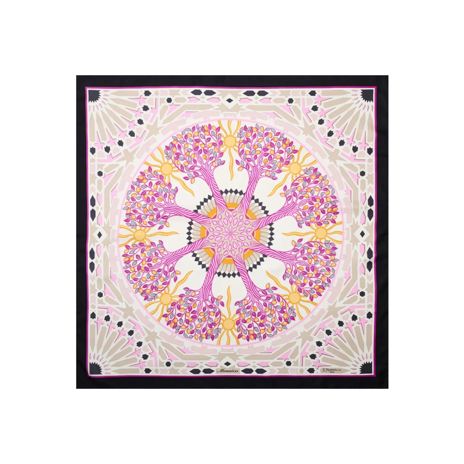 E.Marinella FOULARD|FOULARD IN SETA 90 NERO Mosaico
