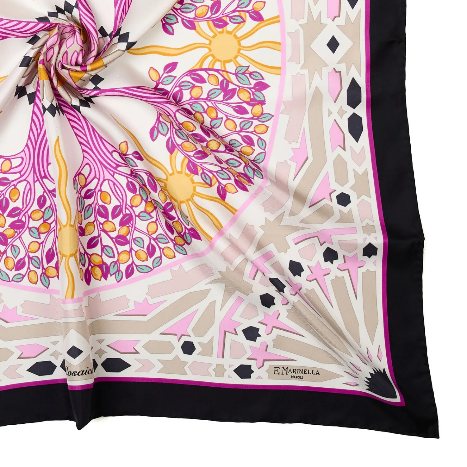 E.Marinella FOULARD|FOULARD IN SETA 90 NERO Mosaico